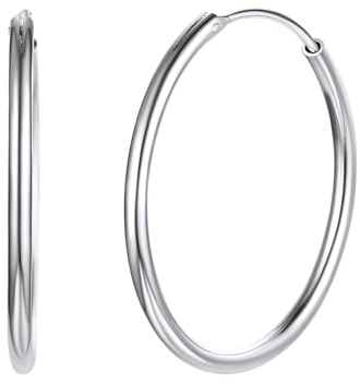 Silvora Creolen Silber 925 Damen 30mm, Hypoallergene Ohrringe Kreolen Silber, Hoop Earrings Modeschmuck für Frauen Mädchen
