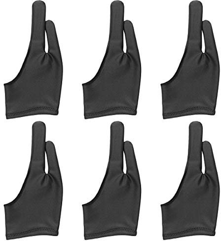 Bestgle 6pcs Gant de Dessin d'Artiste, Gant de Dessin Graphique à 2 Doigts, Utilisation à Gauche et à Droite Pour Boîte à Lumière, Tablette Graphique, Affichage à Stylet