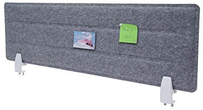 Mendler Tischtrennwand HWC-G76 Stoff/Textil mit Prägung - 100x30cm grau | Büro-Sichtschutz, Schreibtisch, Pinnwand, Schallschutz