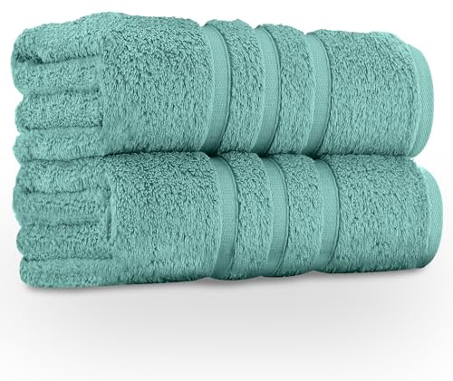 GC GAVENO CAVAILIA Zero Twist Bath Towel Set of 2, 550 GSM Bath Towels, Egyptian Cotton Towel Bale, Quick Dry Hotel Quality 2Pk Bath Towels Large For Bathroom, Spa & Guest Gym Towels Set, Duck Egg