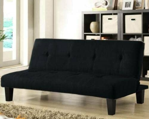 Arredo Divano letto Divanetto reclinabile a letto solido e imbottitura spessorata misure aperto 164x75x36 cm … (Divanetto Nero Tessuto)
