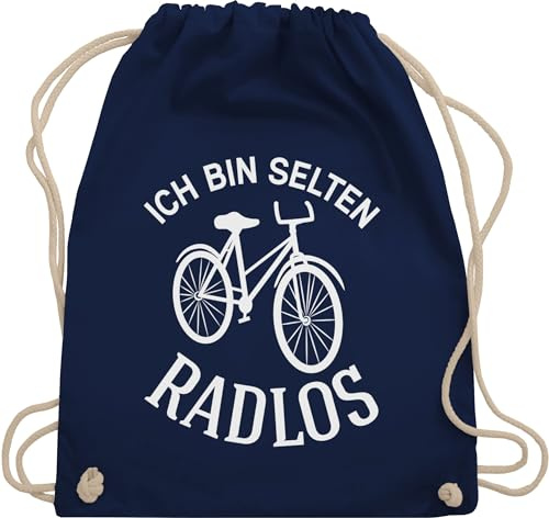 Turnbeutel Rucksack - Radsport - Taschen - Ich bin selten Radlos - Unisize - Navy Blau - fahrrad beutel rad fahrradmotiv beutelrucksäcke radfahrer mit baumwollbeutel fahrradfahrer stoffbeutel