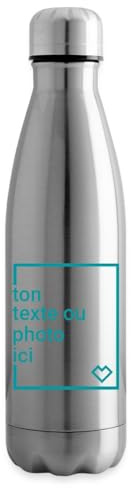 Spreadshirt Gourde Personnalisable Isotherme 100% Inox, Créez Votre Propre Gourde Personnalisée pour Sport, Travail, Voyage, Randonnée, Homme, Femme, Enfant, 500 ml, argent clair