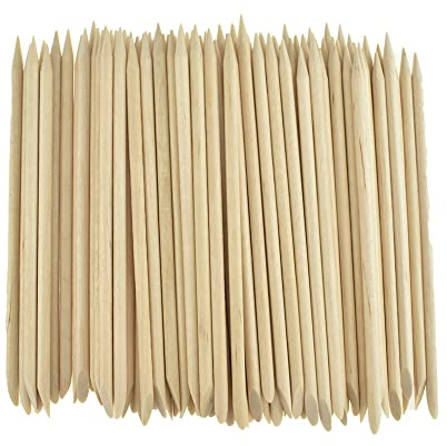 HAHIYO 100 palitos de madera naranja de 4.5 pulgadas para uñas, empujador de cutículas de madera de doble cara, removedor de cutículas de manicura y pedicura, palo de madera para manicura de uñas,