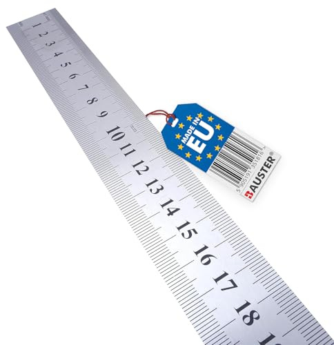 BAUSTER® Lineal Metall 30 cm 60 cm 75 cm 100 cm, Metalllineal mit Zentimeter, Stahlmaßstab, Stahllineale Werkstattlineal Profi, Robust & biegsames (30 cm (12 zoll))