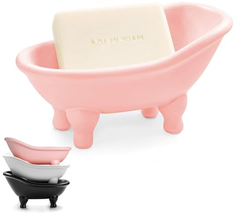 1 Piece 5.6 Ceramic Mini Bathtub Soap Dish Bathroom Jewellery Organiser Vintage Decortative Bathroom Soap Dish（Red）