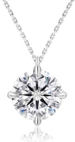 KRKC Moissanite Necklace for Women, Gifts for Her, 0.5-3CT Lab-Grown Diamond Solitaire Pendant Necklace, White Gold S925 Sterling Silver Necklace for Christmas