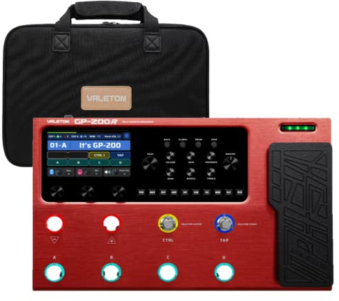 VALETON Gitarren Bass Effektpedal Multi-Effekte Prozessor Amp Modeling IR Cabinets Simulation mit FX Loop MIDI I/O Expression Pedal Stereo OTG USB Audio Interface GP-200R + Bag
