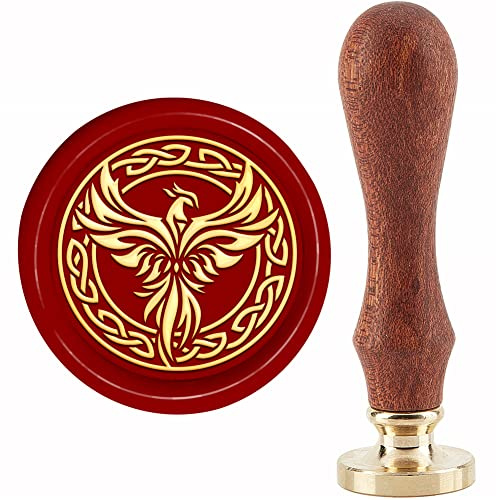 CRASPIRE Phoenix Wax Seal Stamp Celtic Knot Sealing Wax Stamps Animal 30mm Vintage Removable Brass Stamp Head with Wood Handle for Wedding Invitations Halloween Christmas Thanksgiving Gift Packing