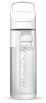 LifeStraw Go Series — BPA-Free Water Filter Bottle for Travel and Everyday Use Removes Bacteria, parasites and Microplastics, Improves Taste, 22oz Polar White | Plastic Water Filter Bottle for Travel and Everyday Use, Removes Bacteria, Parasites, and Microplastics, Improves Taste