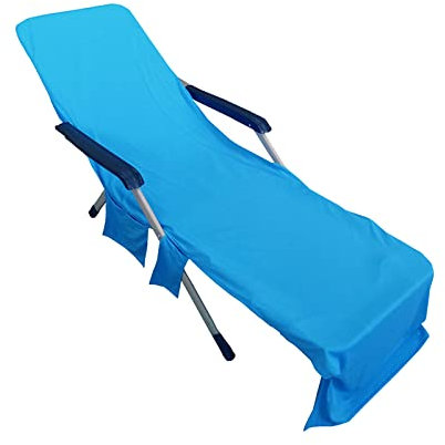 Quick Cool Sun Lounger Towels Summer Sunbath Microfiber Ice Beach Towel Pool Sunlounger Chair Cover Quick Dry Sunbed Chaise Lounge Towels with Side Pockets