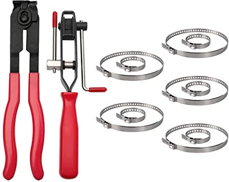 Kellegour 12 Stücke Achsmanschetten Werkzeug Klemmen Set,2 Achsmanschetten-Klemmen-Zange,Mit 10 Achsmanschetten Schellen,Ohrklemmenzange Crimpbänder,für Meisten Autos Crimper Werkzeug Kit