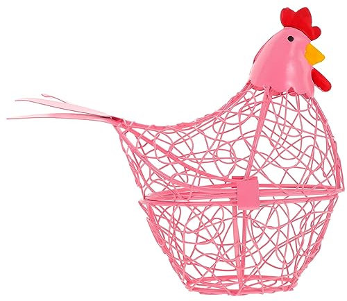 HEMOTON Iron Wire Mesh Hen Shape Kitchen Egg Basket Storage Basket for Home Decor for Hanging in Kitchen Dining