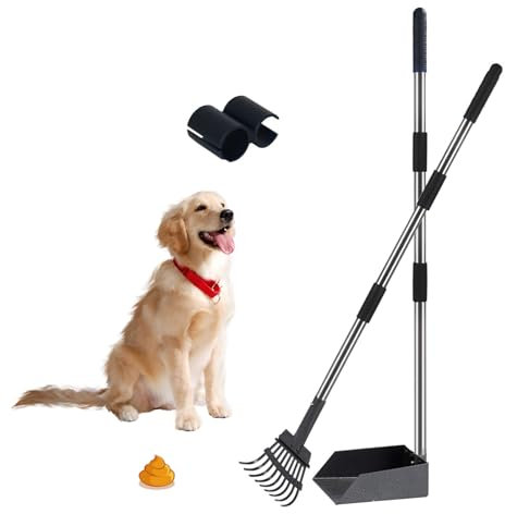 Hundekotschaufel, 36,2 Zol Hundekotschaufel und Harke Set, Hundekotsammler Mit Verstallber Länge Griff zur Entfernung von Tierabfällen, Ideal für Gras, Kies, (A)