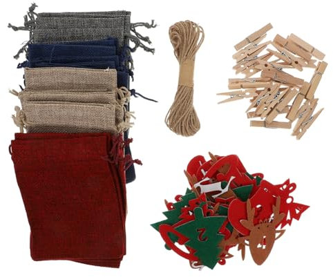 Warmhm Diy-weihnachtskalender-beutel mit Kordelzug Geschenktüten aus Hochwertigem Material Wiederverwendbar zum Aufhängen an Weihnachtsbaum Tür und Fenster