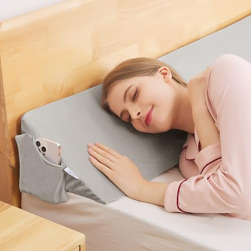 TokSay 54 Double Size Bed Wedge Pillow for Headboard, Bed Gap Filler | 30D High-Density Foam, Fills Mattress Gap (0-20 CM Gap Fit), Prevents Pillow & Items Falling, Side-of-bed and Couch Use