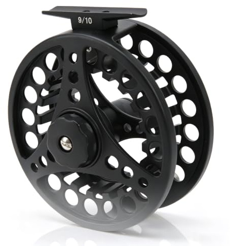 HERCHR Angelrolle, 9/10 Metall 3 Lager Fliegenfischen Rolle für Anfänger | 2+1 Lagerung, Geschwindigkeitsverhältnis 1:1, Glatter Wurf, Große Dorn Fliegenrolle, Fliegenfischerrolle, Links Rechtshand