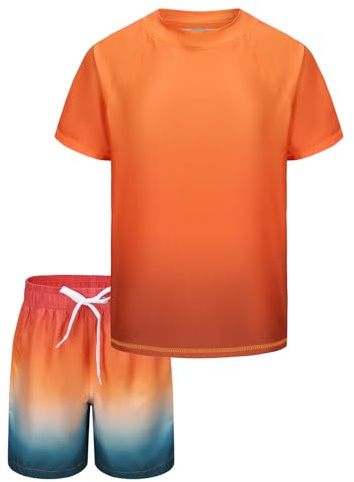Boys Rash Vest Kids Swimming Costume with Board Shorts Short Sleeve Swimsuit Boys Swim Top Age 15-16 Years