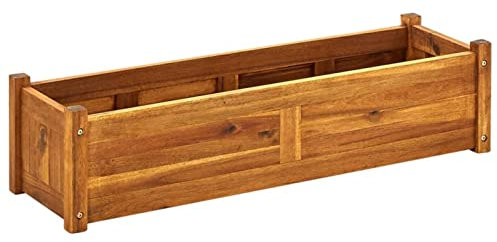 Chaduof Garten-Hochbeet, Pflanzkübel, Kräuterbeet, Hochbeete-kit, Pflanztrog, Vertikalbeet, Pflanzgefäße, Pflanzencontainer, Akazienholz 100x30x25 cm