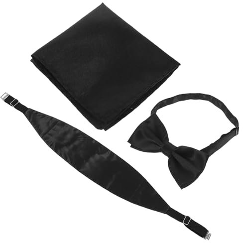 DEARMAMY 1satz Herren Krawatten-set Einfarbiger Satin-fliege Taillengürtel Und Einstecktuch Für Festliche Anlässe Geeignet Für Hochzeiten Bälle Und Formelle Veranstaltungen
