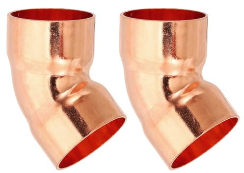 PATIKIL 1 3/8 ID 1.2mm Thick Elbow Copper Fitting, 1pcs 99.9% Pure Copper 45 Degree Pipe Fitting Short Radius Tube Connector with Sweat Solder Connection for HVAC Refrigeration System
