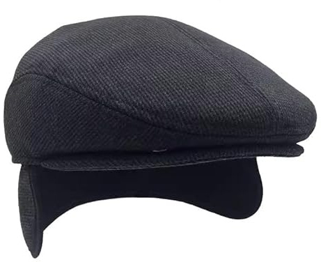 Herren Schiebermütze mit Ohrenklappen gefütterte Schirmmütze mit Ohren- und Nackenschutz Schirmmütze Frühling Herbst Winter Mütze mit Ohrenschutz (DE/NL/SE/PL, Alphanumerisch, M, Schwarz grau)