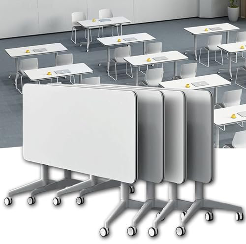 Klappbarer Konferenztisch,Klappbares Besprechungstisch-Set,Mobiler Klapptisch Mit 360° Leisen Feststellrädern,Klappbarer Mobiler Schulungstisch,Schulungs-Seminartisch Mit Klappdeckel Für Konferenzräum