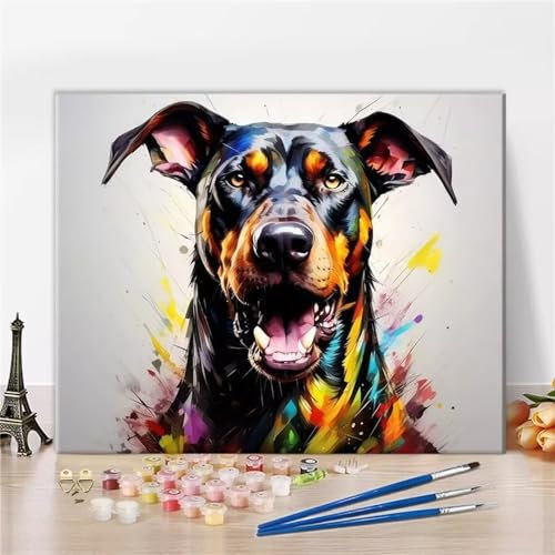Aimaor Malen Nach Zahlen Erwachsene,Hunde Tiere Paint by Numbers Adult Bastelset Malen-Nach-Zahlen Kinder Anfänger Leinwand Kreativ Set DIY Set Malen nach Zahlen（DIY Frame） 50x65cm