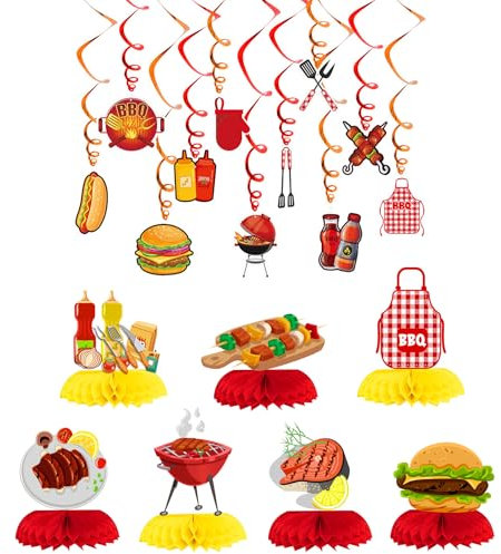 Umimiss 29PCS BBQ Party Decorations - Bbq Decorations, BBQ Party Decorations Bbq Baby Shower Centerpieces, BBQ Birthday Hanging Swirl Party For Birthdays Carnival Summer BBQ Holidays Party Supplies