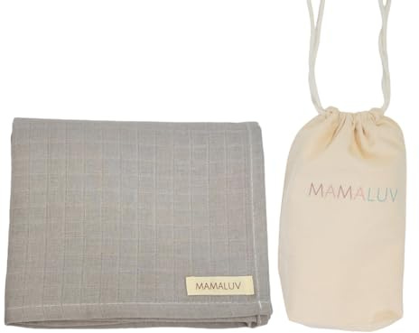 MAMALUV Musselin Wickeltuch für Neugeborenes Baby, 100% Baumwolle, Handmade, Soft & Gentle, Unisex, Grau, 80x90 cm
