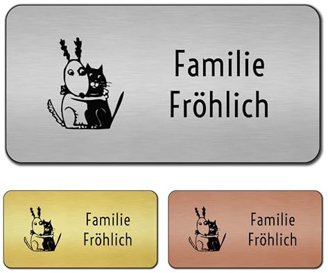 banjado® Türschild Silber personalisiert Graviertes Klingelschild selbstklebend oder als Namensschild Briefkasten versch. Größen Hausschild personalisiert für Draußen mit Namen Beste Freunde Immer