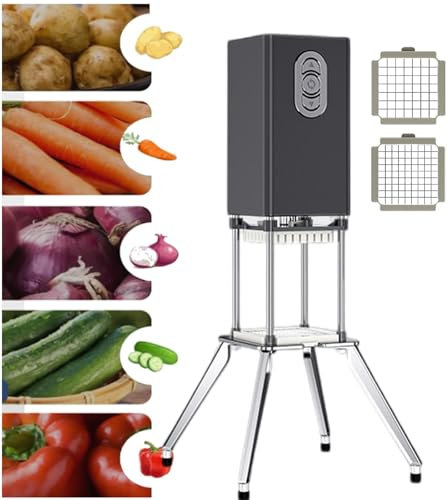 pedenencelia Coupe Frites Électrique,Matériau en Acier Inoxydable,Coupe Frites Vertical,avec 2 Lames,9 Mm,12,2 Mm,avec Quatre Pieds De Support,pour Pommes De Terre,Carottes,Concombres,Black