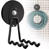 Yuzita 2 Pack Magnetic Garage Hooks Heavy Duty,Garage Storage Hooks,Wall Mount Garage Hanger&Organizer for Organizing Garden Lawn Tools,Ladders,Bulk Items,Bikes,Ropes (Black, 5.1inch)