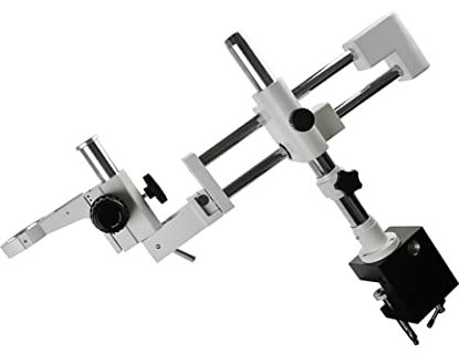 Microscope Microscope Stages Stands Universal Clamp Industrial Trinocular Stereo Microscope Lab Double Boom Stand Holder Bracket Arm + 76mmRing Holder(White)