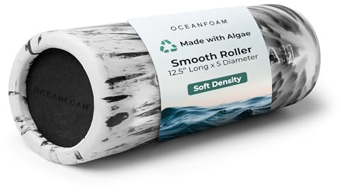 Oceanfoam Smooth Soft Foam Roller (Black Marbled) - Beginner, Travel Sized Low Density Foam Roller for Home & Gym, Physical Therapy, Back Pain, & Exercise - Yoga & Athletics (12.5 x 5)