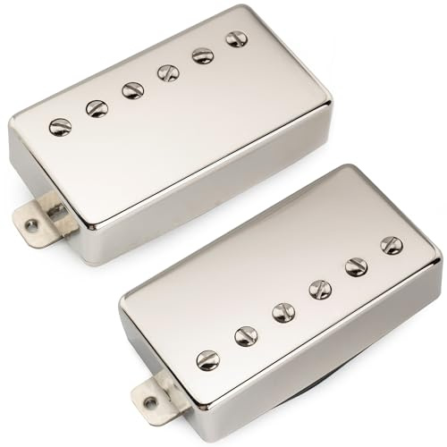 Musiclily Pro LP-CMHA Alnico 5 Covered Humbucker Tonabnehmer Set Nickel | Hals Steg Pickups 7,6K/16,6K,für LP Style E-Gitarre