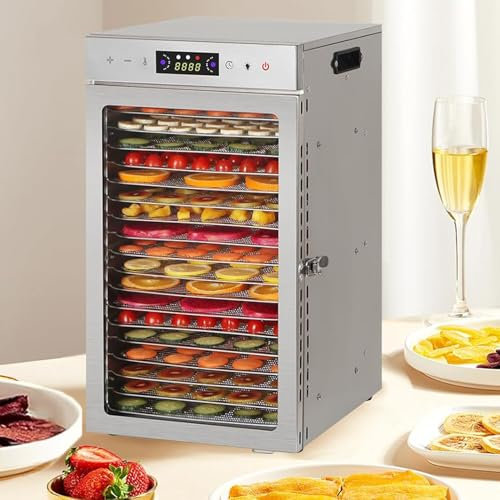 Essiccatore Per Alimenti, Essiccatore Per Carne Secca In Acciaio Inox A 6/8/12/18 Vassoi Per Uso Domestico, Armadio Di Essiccazione Per Carne, Frutta Ed Erbe Aromatiche,18-Tray