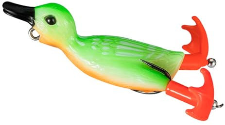 AOYUDJ 3D-Angelköder, Ente Topwaters, Schwimmköder, realistischer Doppelpropeller, schwimmende Enten-Angelköder, Haken, einfach zu verwenden