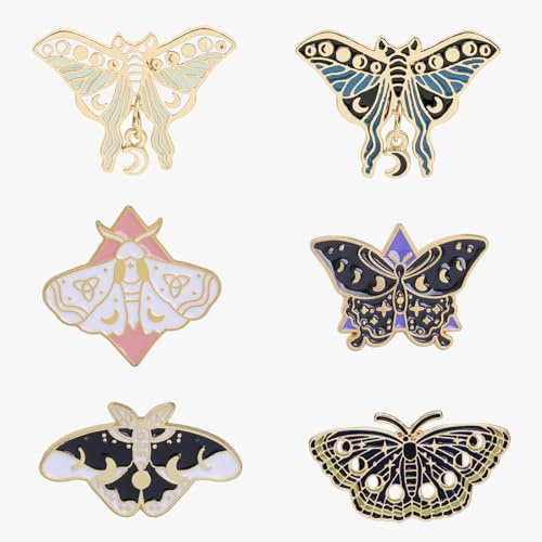 JINGIHE 6 Stück Schmetterling Brosche Emaille, Cute Anstecker Pin | Maille Enamel Pin Anstecker Set Niedliche für Kleidung Taschen Rucksäcke Jacken Hüte Modische Accessoires