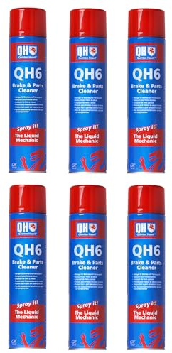 Quinton Hazell 6x 600ml The Liquid Mechanic QH6 Brake, Clutch & Parts Cleaner Spray - Heavy-Duty Car Cleaning Degreaser Stops Brake Squeal, Grease, Dust Lining, Oil and Waxes - 600 ml (Pack of 6)