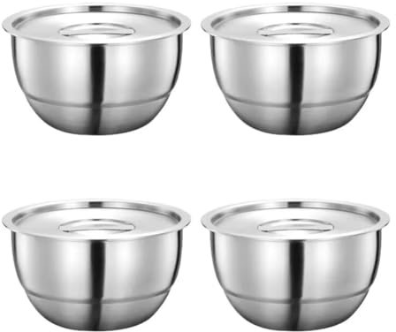 Juqoyue Reisschüssel-Set Aus Edelstahl 304 mit Deckel - 4-TLG. Verdickte, Verbrühsichere Suppenschüsseln, Küchengeschirr
