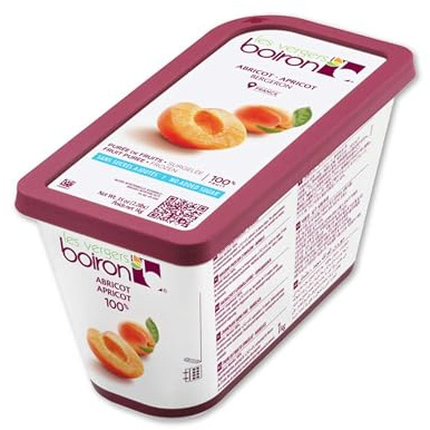Apricot Fruit Puree - Frozen - By Les Vergers Boiron - 86% Fruit - 2.2Lbs - Kosher