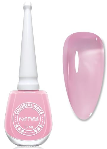 Jelly Nagellack Rosa, 13 Ml Schnelltrocknender Nagellack Langanhaltend, Natürlich Transluscent Nagelack Pink, Regular Nail Polish Ohne UV Lampe für Frauen DIY Nail Art (Classical Pink)