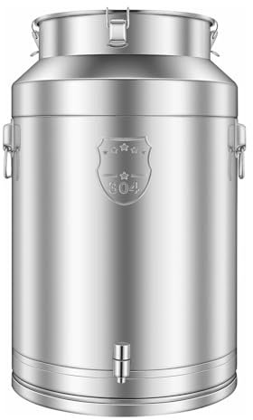 Unnsiapit Stainless Steel Milk Can, 76L/20.1Gal Metal Drink Dispenser Airtight Canister with Faucet & Lid, Wine Oil Beverage Storage Container for Kitchen Restaurant Party, W15.8*H25.2in
