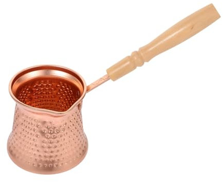 Mikinona Caffettiera Turca Lega Di Rame Con Manico in Legno Antiscottatura Pentola Caffè Espresso Ibrik Leggera e Resistente Facile Da Pulire Per Uso Su Fornello
