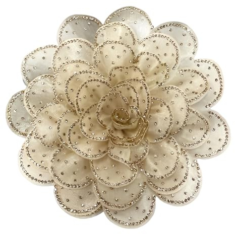 Elegante broche de flores de camelia con diamantes de imitación para mujer, pin de solapa floral de cristal brillante de 14 cm para vestidos, trajes, ramillete de fiesta de boda, regalo de joyería