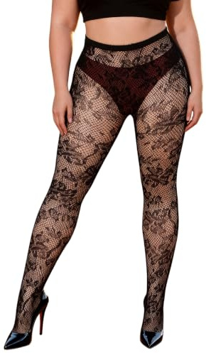 ohmydear Collants Résille Femme Sexy Noir Grande Taille