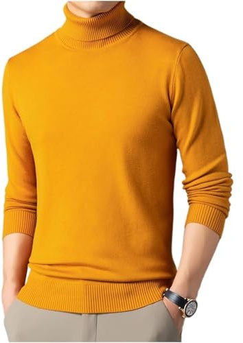 WINDEHAO Maglione da uomo in cashmere di alta qualità, morbido e sottile, maglione invernale a collo alto caldo lavorato a maglia