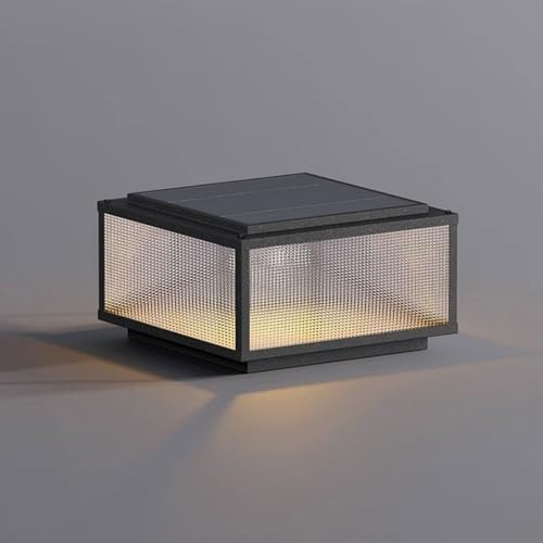WCRARMCEO Column Pedestal Light Yard Column Lights with Frosted Glass Outdoor Villa Door Solar Post Lantern Industrial Style Courtyard Wall Lights Garden Yard Landscape Floor Lamp(40cm)