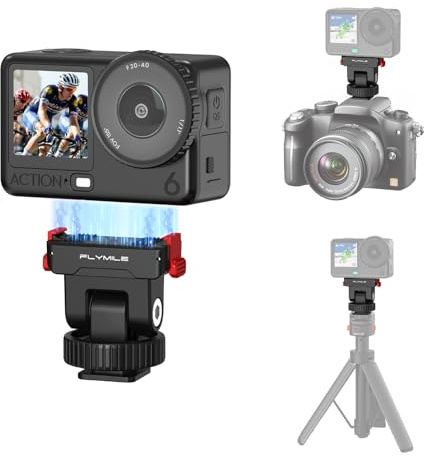 BRDRC Cold Shoe Adapter for DJI Osmo Nano/Action 6, Magnetic Quick Release Cold Shoe Mount, 180° Tilt Adjustable with 1/4 Inch Screw Hole for DSLR, Tripod Selfie Sticks & More Camera Accessories